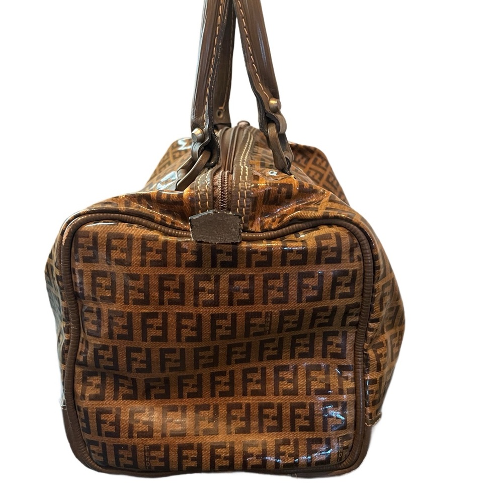 Fendi Brown Logo Glassy Satchel - Picture 6 of 14